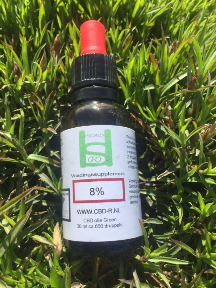 CBD-R 30 ml CBD olie 8% groen (raw) label olijfolie