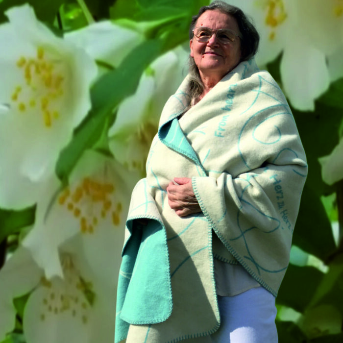 Biologisch katoenen plaid turquois / naturel
