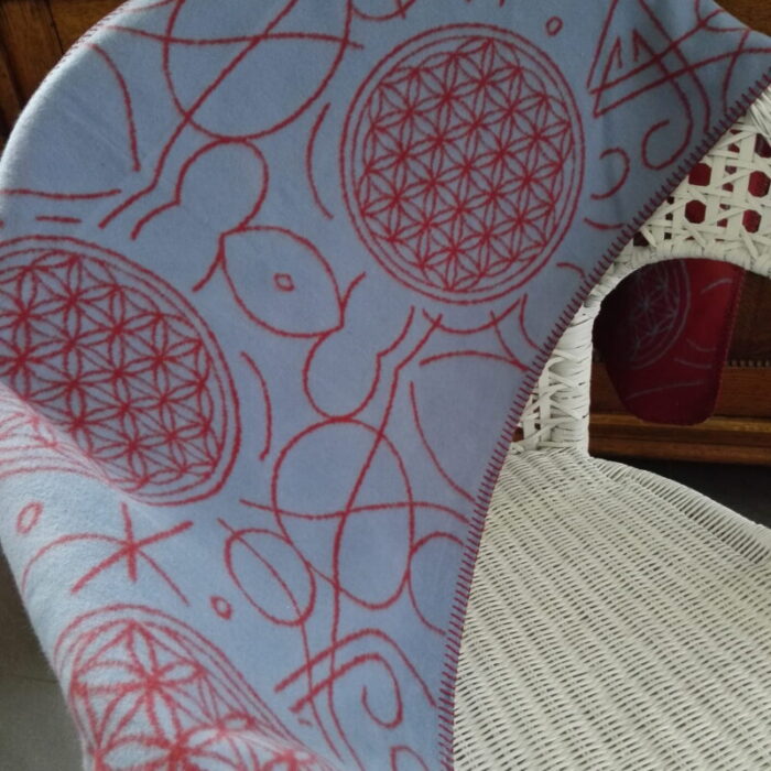 Biologisch katoenen sjaal blauw / rood