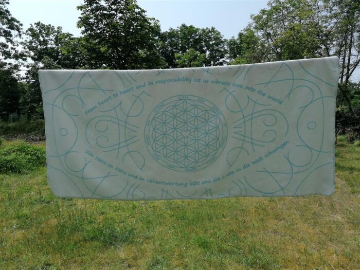Biologisch katoenen plaid turquois / naturel - Afbeelding 2
