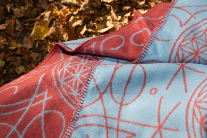 Biologisch katoenen sjaal blauw / rood - Afbeelding 3