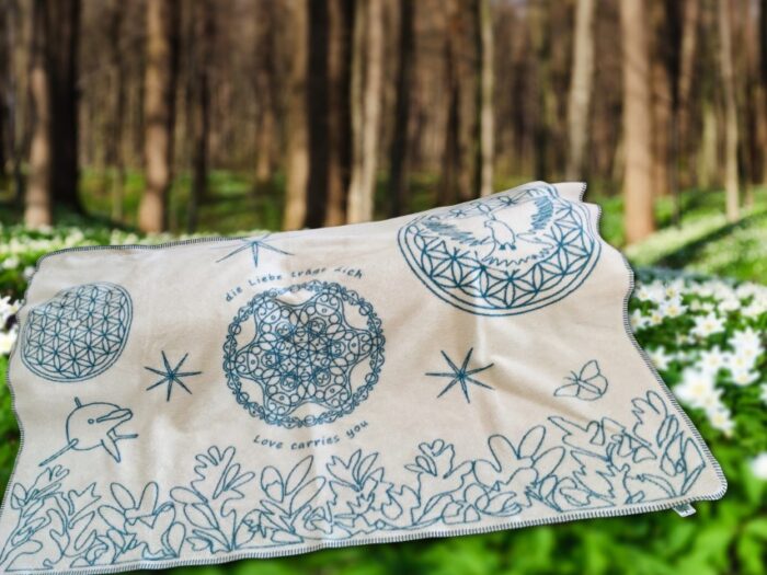Biologisch katoenen kinderdeken “Love Kids” naturel/turquois