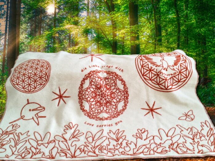 Biologisch katoenen kinderdeken “Love Kids” naturel/orange