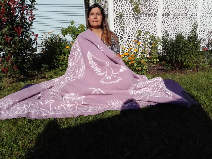Biologisch katoenen deken Mindfulness, lichtroze/lichtpaars - Afbeelding 2