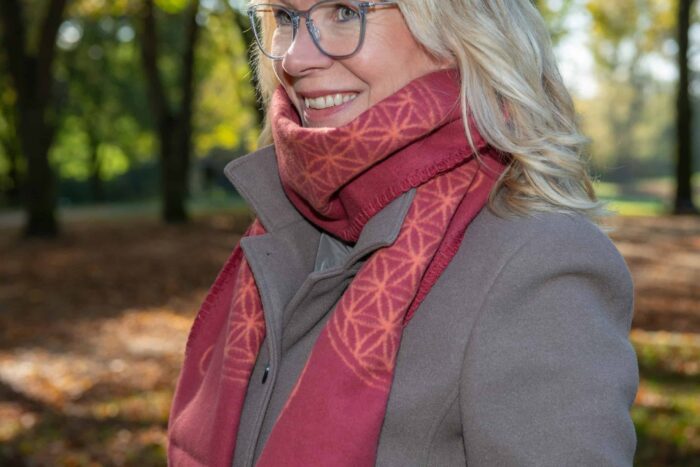 Biologisch katoenen sjaal piment/rode peer - Afbeelding 3